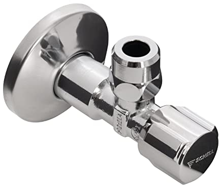 Schell Eckventil für Waschbecken & Spülkasten | 049200621 | 1/2 Zoll | Anschluss Armatur | Mit Quetschüberwurf & Längenausgleich | Mit Schubrosette | Messing | Chrom | 19502 7