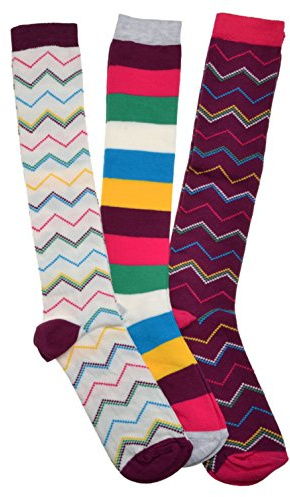3 Pairs of Stripey Ladies Long Socks - Knee High Boot socks