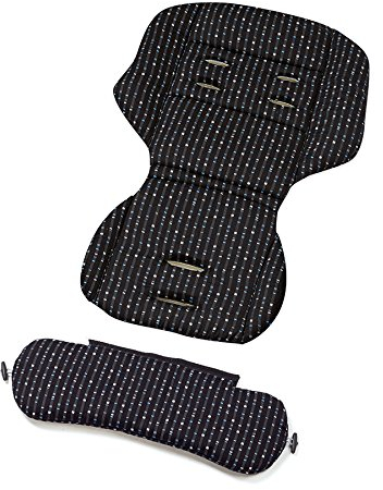 Gesslein Loop Set 426 Sitzauflage Kinderwagen, Wendeeinlage für Sommer & Winter, universel, Tencel atmungsaktiv & Schild Tragetasche C1/C2/Trend |schwarz/blau