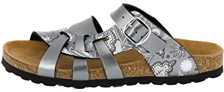 Lico Damen Bioline Flora Hausschuh, Anthrazit Grau, 39 EU