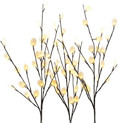 Kaemingk 3 Silberdollarzweige mit je 24 warmweißen LED, Innen, Innentrafo, Zweigabstand 30 cm, Höhe 100 cm 482163 | Innen, Innentrafo, Zweigabstand 30 cm, Artikelnummer 482163