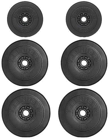 TrainHard Hantelscheiben Gewichte aus Kunststoff innen Zement 25kg