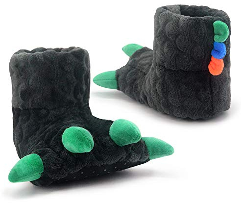 Dream Bridge Zapatillas de Garra de Dinosaurio, Zapatillas de Casa de Felpa Suave, Zapatos de Interior Suaves y Cálidos para Niños con Puntos de Pellizco Antideslizantes Gris