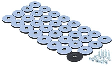 GLEITGUT 32 x Teflongleiter zum Schrauben rund 38 mm PTFE Möbelgleiter 5 mm stark für Holzmöbel