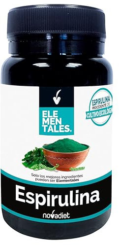 Novadiet - ELEMENTALES ESPIRULINA Cápsulas con Espirulina - Complemento Alimenticio Nutricional - Para Aportar Proteínas, Aminoácidos y Antioxidantes - 60 Cápsulas Vegetales