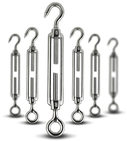 PROTECH 5 Stück Drahtspanner M6 Edelstahl A4 rostfreier V4A Drahtseil Spanner Spannschlösser Seilspanner Spannhaken Spanner für Seil