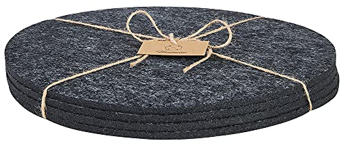 Hansmeier Filzuntersetzer rund - Dunkelgrau - 30cm - 4er Set - praktisch & stilvoll - Unterlage für Teller, Töpfe, Gläser oder als Tischset - waschbar