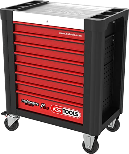KS Tools 873.0008 PERFORMANCEplus P10 SCHWARZ/ROT Werkstattwagen mit 8 Schubladen