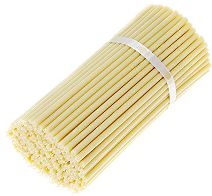 Danilovo 100 Stück Weiß Bienenwachs Kerzen - Orthodoxe Kerzen für Gebet, Rituals, Tischdeko Hochzeit - Ungiftig, Ruß - Tropffrei, Lang, Nachhaltige Produkte, N20, Höhe: 30,5 cm, Ø 9,6 mm