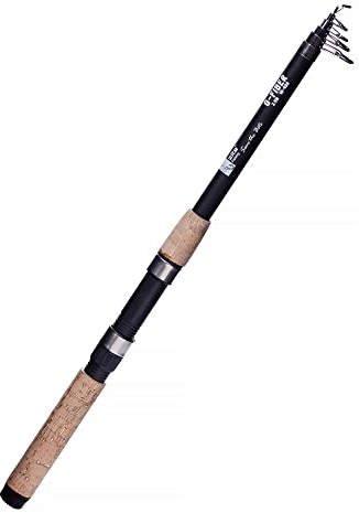 Zite Fishing Teleskop-Rute 2,70 m | Teleskopangelrute Karpfen Zander Aal | Angelrute mit Korkgriff | Mit Stofftasche | Ideal für Kinder und Einsteiger