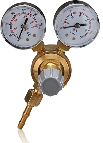 Druckminderer für Argon/CO2 Schutzgas, MINI Druckregler zu MIG/MAG WIG TIG Schweißgerät Mehrwegflaschen, EINFEBEN