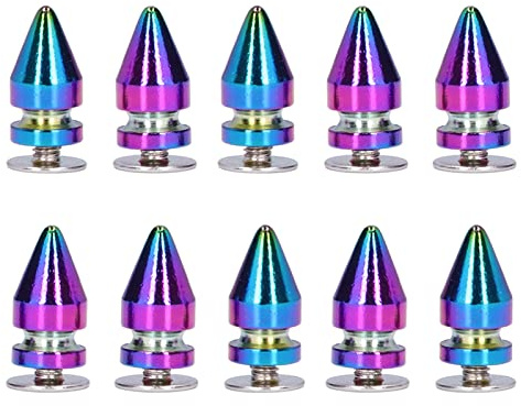 10 Sets Ziernieten Kegel Spikes 7 x 13 mm Metall Bunte Punk Nieten Schraubnieten Spitz für DIY Leder Handwerk, Partykleid Dekoration, Punk Style Bekleidungs Zubehör