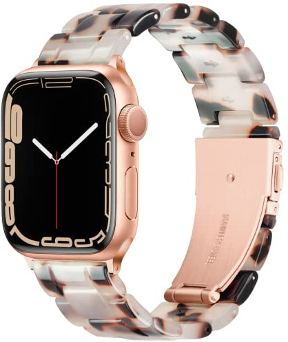Vamyzji Compatible with Apple Watch Straps 42mm(Series 11 10)41mm 40mm 38mm, Light Resin Tortoise Waterproof Sport iWatch Strap with Stainless Steel Clasp for Apple Watch Series 11 10 SE 9 8 7 6 5 4 3