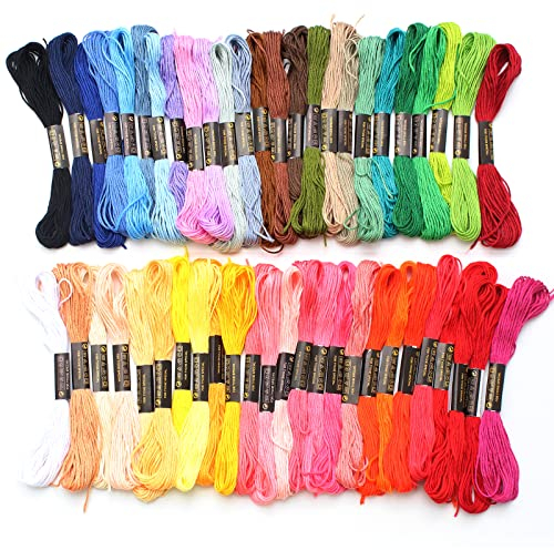 FENGYING Stickgarn Set 50 Farben Je 8 Meter - Multifarben Weicher Embroidery Floss für Kreuzstichfaden, Armbandfaden, Knüpfen, Flechten, Basteln, Häkeln
