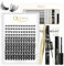 Individual Eyelashes 144 Cluster-Lashes QUEWEL DIY Lash Extensions Kit, with Applicator, Cluster Lash Bond and Seal Super Hold, Glue Remover Easy to Remove(3D-D-MIX8-16)