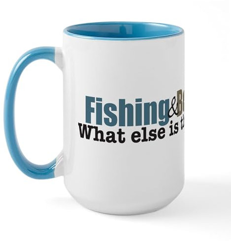 CafePress Fishing & Beer Large Mug 15 oz (444 ml) Ceramic Coffee Mug