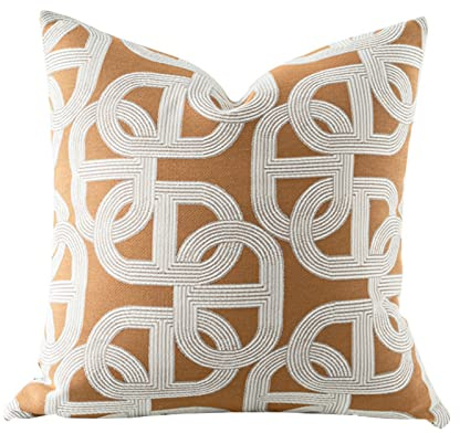Croker Horse 20x20'' Inches Throw Pillow Cushion Cover - Pig Nose Horseshoe Pattern Chenille Jacquard Embroidery Luxury Modern Style Couch Sofa Pillow for Living Room Bedroom