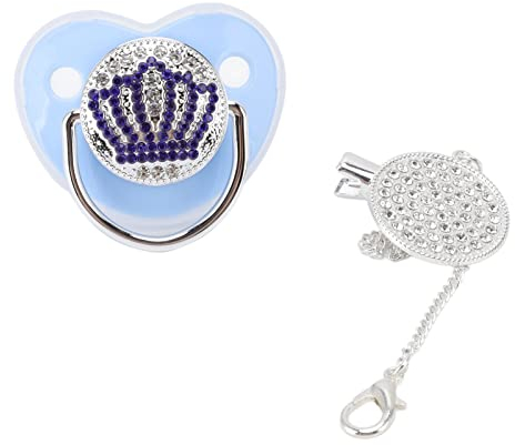 Schnuller und Schnullerclip Set, Bling Baby Schnuller BPA-freier Dummy Luxus Schnuller, Neugeborener Schnuller Baby Schnuller, M Größe, Babyparty Jahrestags Geburtstagsgeschenke (Blau M)