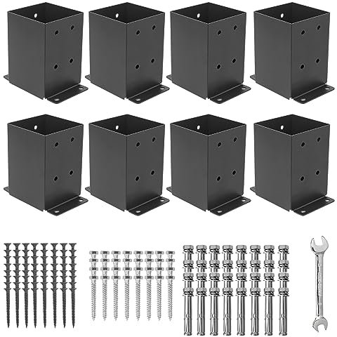 AXWHYS 8 Pcs 4× 4 Post Base|(Inner Size 3.6x3.6) Post Brackets|