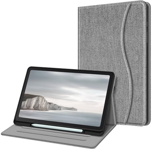 FINTIE Case for Samsung Galaxy Tab S6 Lite 10.4 Inch 2022/2020 (Model SM-P610/P613/P615/P619) with S Pen Holder, Multi-Angle Viewing Folio Stand Cover with Pocket, Auto Wake/Sleep, Grey