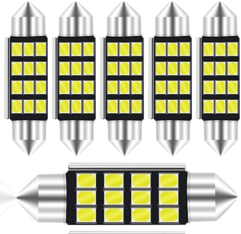C5W Led.(6 uds).Luces Led Coche.Luz Matricula.CANBUS 12V.Longitud: 36 mm.Varios tamaños a elegir (31-36-39 y 42 mm).Para Maletero,Guantera,Puertas.Bombillas Led Coche.Blanca Ultrabrillante. ALBURANⓇ