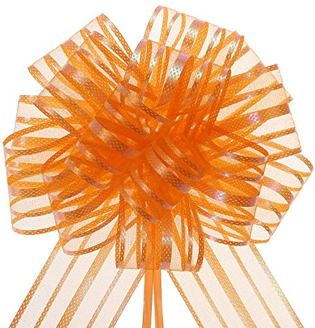sourcing map 15Stk Geschenk Schleife ø 16cm Geschenkband Matt Schleife Riesen Ziehschleife für Verpackung Tüten Zuckertüten Auto zum Basteln Dekorieren Weihnachten Valentinstag, Orange