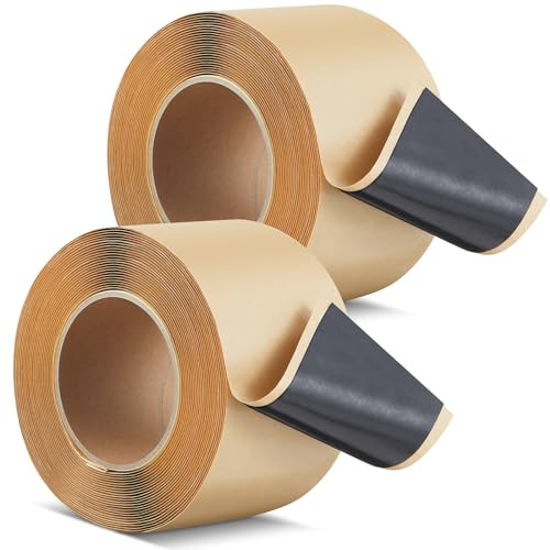 Mooliwe Epdm Teichfolie Nahtband, selbstklebend, doppelseitig, Teichnaht, wasserdicht, Reparaturset für Teichfolie, Patch, Dachbahn, Spleißen, 7,6 cm x 7,6 m, Schwarz, 2 Stück