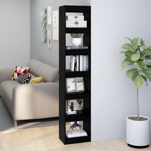 CKioict Eckvitrine Modernes Standregal Wohnzimmermöbel Bücherregal/Raumteiler Schwarz 40x30x198 cmfür Wohnzimmer, Schlafzimmer, Büro