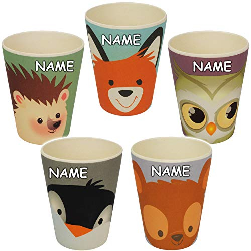 alles-meine.de GmbH Kunststoff - Trinkbecher - Zahnputzbecher - Malbecher - Becher - Tiere - Waldtiere & Zootiere - inkl. Name - 280 ml - mehrweg - BPA frei - Trinkglas Kunststof..