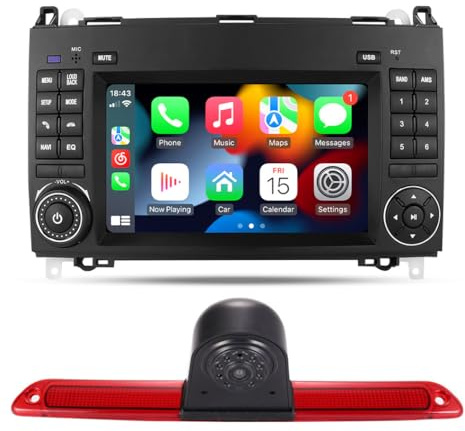 7 Zoll HD-Touchscreen Carplay/Android GPS-Navigation Autoradio-Navigation + Auto Bremslichtkamera für Mercedes-Benz Sprinter 3,5-T Bus B906 309 310 311 313 314 315 318 319/VW Crafter 30-35 Bus 2E