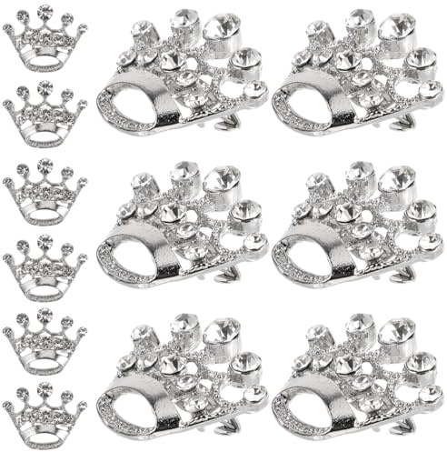 GAROZATION 12 Stück Tiara Krone Broschen Mit Strass Silberne Anstecknadeln Für Hochzeit Party Festzug Corsage Kleidung Taschen Hüte Und Schals