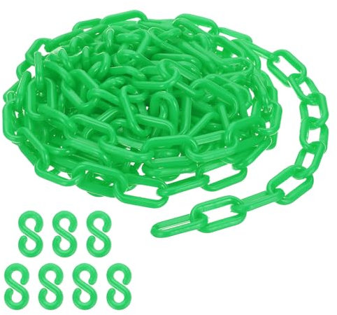 PATIKIL Cadena de plástico verde, 16pcs 6 mm Cadena de barrera de seguridad para control de multitudes, estacionamiento, cerca, puerta, concierto