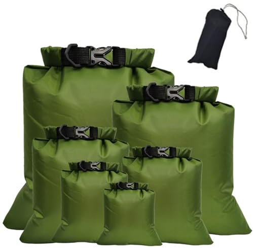6 Pcs Waterproof Dry Bags, Lightweight Drybag Canoe Bags, Snorkeling Drifting Bag, Dry Sacks Waterproof Bag for Kayaking Rafting Boating Hiking Camping Travel Storage Boat(1.5L,2.5L,3L, 3.5L,5L,8L)