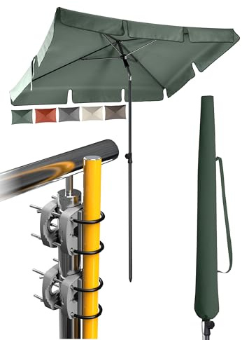 4smile Sonnenschirm Balkon SunnyShade, 200 x 125 cm, UPF 50+ Sonnenschirm rechteckig als Sonnenschutz Balkon - SunnyEasy Balkon-Schirm mit 2 x Sonnenschirmhalter + Sonnenschirmhülle