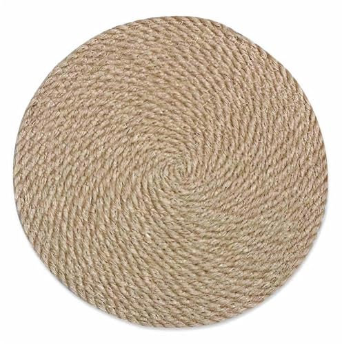 Sottopiatti Set Di 6 - Tovagliette Rotonde & Sottobicchieri Intrecciati 30cm - Sottopentola Lavabile Resistenti Al Calore - Tessuto A Mano Decorativo Naturale per Tavolo Da Pranzo/Esterni/Ristorante(1