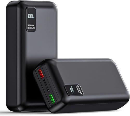 Batterie Mobile 51600mah Grande capacité 22.5w Charge Rapide Chargeur Portable USB - C Charge Rapide avec 3 Sorties et 2 entrées Affichage LED Batterie Externe de Grande capacité pour iPhone/Android