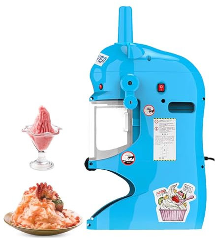Rasoir à Glace Commercial - Broyeur De GlaçOns éLectrique 250W CôNe à Neige Avec Lames En Acier Inoxydable - Finesse RéGlable 198Lb/H - DéMarrage à Un Bouton - Protection Anti-éClaboussures,Blue