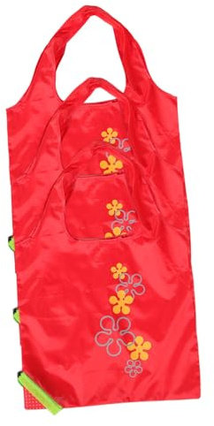 Ipetboom 3stücke Erdbeerstil Wiederverwendbare Faltbare Einkaufstasche Aus Polyester Aufbewahrungstasche Mit Kordelzug Tragbare Outdoor-handtasche Für Damen