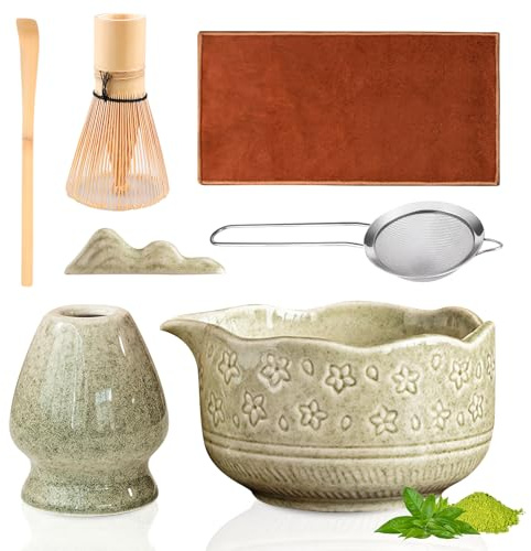 Juego De Batidores Matcha,7 Piezas Cuenco Batidor De Matcha,Juego De Batidores De Matcha,Juego De Batidor Matcha Per La Preparazione Tradizionale Del Tè Matcha