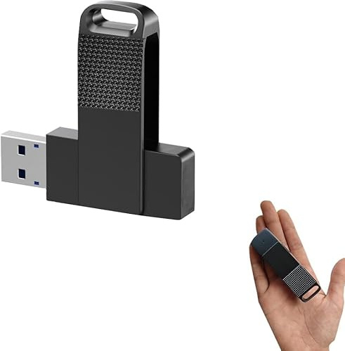 Grabadora de voz USB de 64G, grabadora de voz digital activada por voz, máquina de dictado USB, mini dispositivo de grabación, grabadora en disco U de metal, cuerpo giratorio, grabadora de sonido