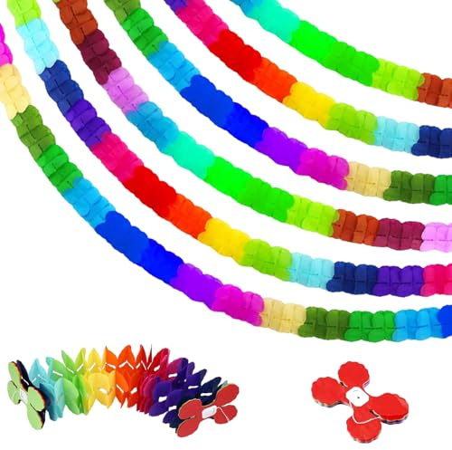 6 Stück Bunt Girlande Papier Deko Bunt Papiergirlande Dekoration Hängende | Partydekoration für Geburtstag Hochzeit Karneval Fasching