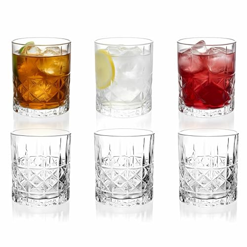 moorg Set 6 Bicchieri Acqua Vetro Moderno 300 ml, Bicchieri Whisky, Bicchiere Gin Tonic Vetro, Tumbler per Cocktail