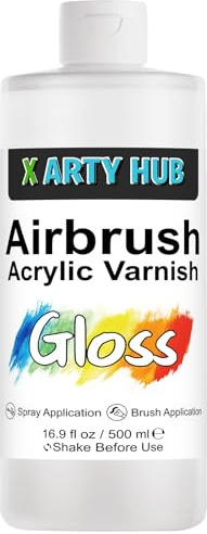 X ARTY HUB Vernice Acrilica Trasparente Lucida 500 ml | Pennello e Aerografo, Anti-Ingiallimento/Scolorimento/Screpolatura, Sigillante per Pittura Acrilica