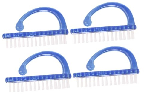 Spazzola per Pulire le Unghie, Set 4 Pezzi in Plastica Blu | Leggera e Portatile, Design Multifunzione, per Polvere e Residui, per Mani e Piedi