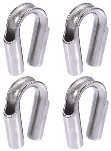 NUOBESTY Dedal Tubular para Cable de Acero Inoxidable 304 Anillo Corazón de Pollo 10 MM 4 Piezas Accesorio Resistente para Fijación y Protección Uso Industrial