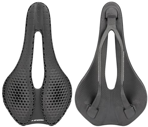 Carbon Fiber Bike Seat Cushion, 3D Printed Bike Saddle, Comfortable Bicycle Seat for Men and Women, Shock Absorbing and Breathable Bicycle Saddle for MTB BMX XC Gravel Bikes Road Bikes