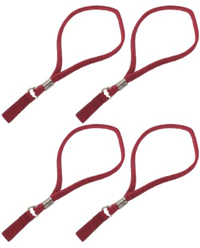 ROMISBABA Lot de 4 Dragonnes pour Canne en Nylon Solide Rouge, Bracelet Antidérapant pour Béquille et Bâton de Randonnée, Sangle de Maintien Confortable pour Personnes Âgées et Activités