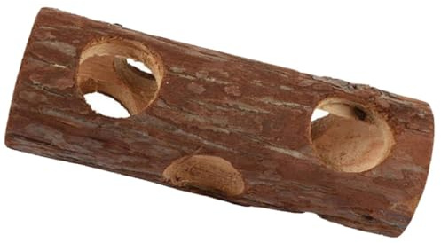 CVUTOVO Túnel de Madera Natural para Hámster y Cobayas 15 Cm, Juguete para Masticar sin Rebabas, Accesorio Seguro para Jaulas de Animales Pequeños, Túnel Multiuso para Ejercicio