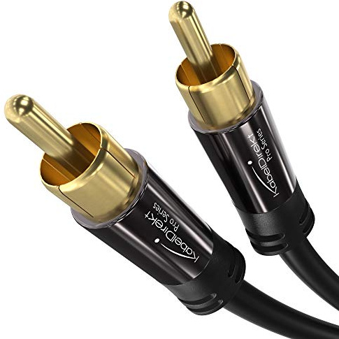 KabelDirekt – 20ft Long – RCA/Phono subwoofer Lead Cable, 1 to 1 RCA/Phono, Audio/Digital/Video (Coax, Male/Male Plugs, for amps/Hi-Fis, Audio Signals/Composite Video, 75 ohm, Black)