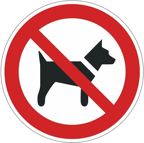 Pegatina de prohibición P021: Prohibición de traer perros I Ø 10 cm DIN EN ISO 7010 I Advertencia I Atención I Indicación I Prohibición de traer perros I hin137